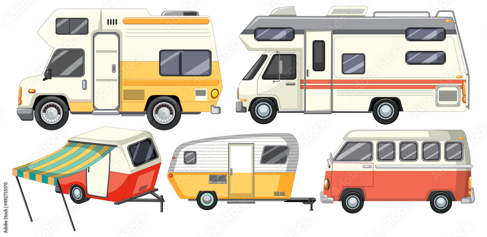 Set of different motorhomes Set of different motorhomes