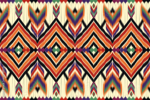 Oriental ethnic geometry ikat seamless pattern original design for background , carpets, scarves, wrapping paper, clothing, jewelry