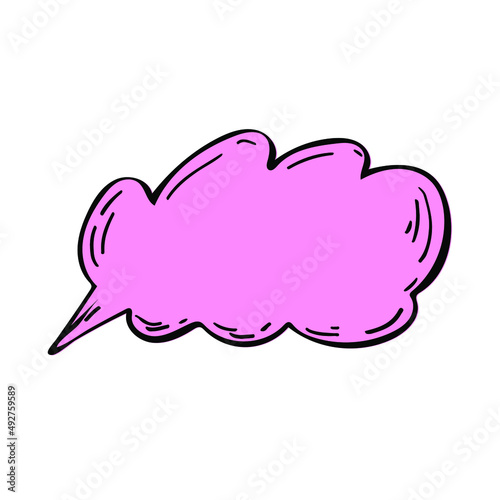 Modern cartoon speech bubble in cloud shape sketch icon. Hand-drawn conversational doodle, dialog sign, vector illustration set, chat message