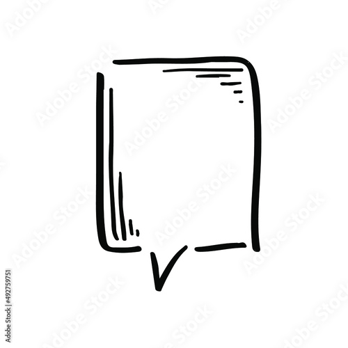 Modern square cartoon speech bubble in abstract shape sketch icon. Hand-drawn conversational doodle, dialog sign, vector illustration set, chat message