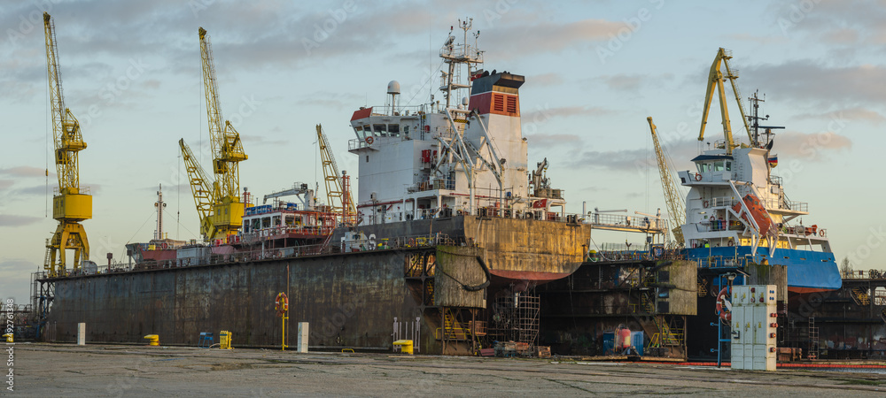 Commercial vessels overhauled at a ship repair yard	
