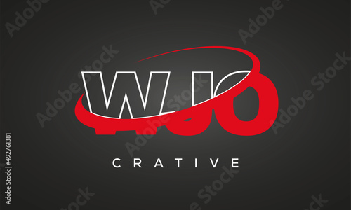 WJO creative letters logo with 360 symbol vector art template design