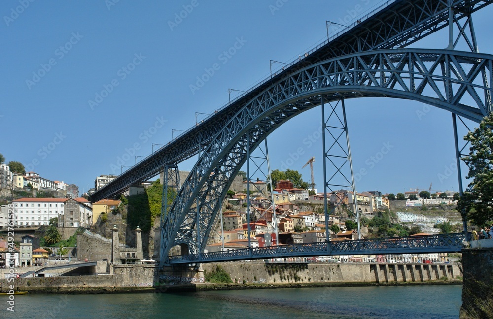 Vilanova da Gaia view with Ponte Luis I in Porto - Portugal 