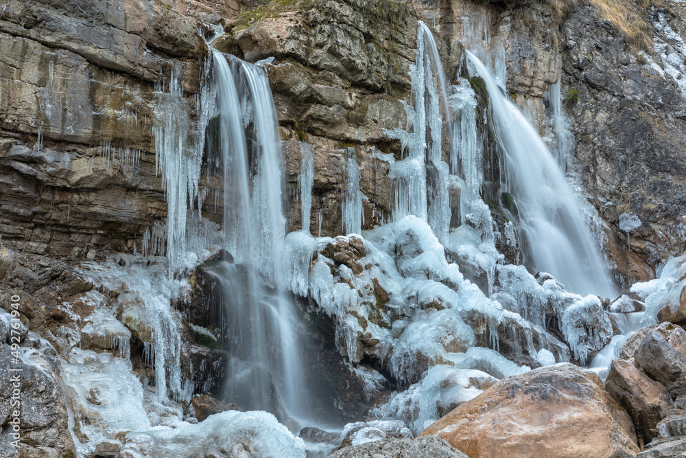 Kuhflucht Wasserfall bei Farchant, Garmisch Partenkirchen, im Winter
