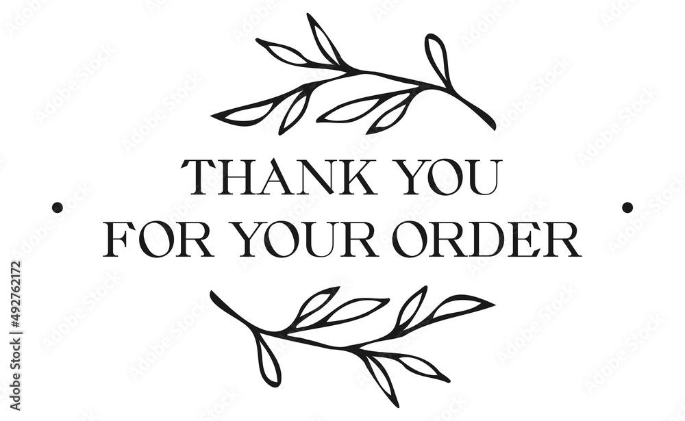 Vintage Vector Thank You For Your Order Handwritten Inscription Hand