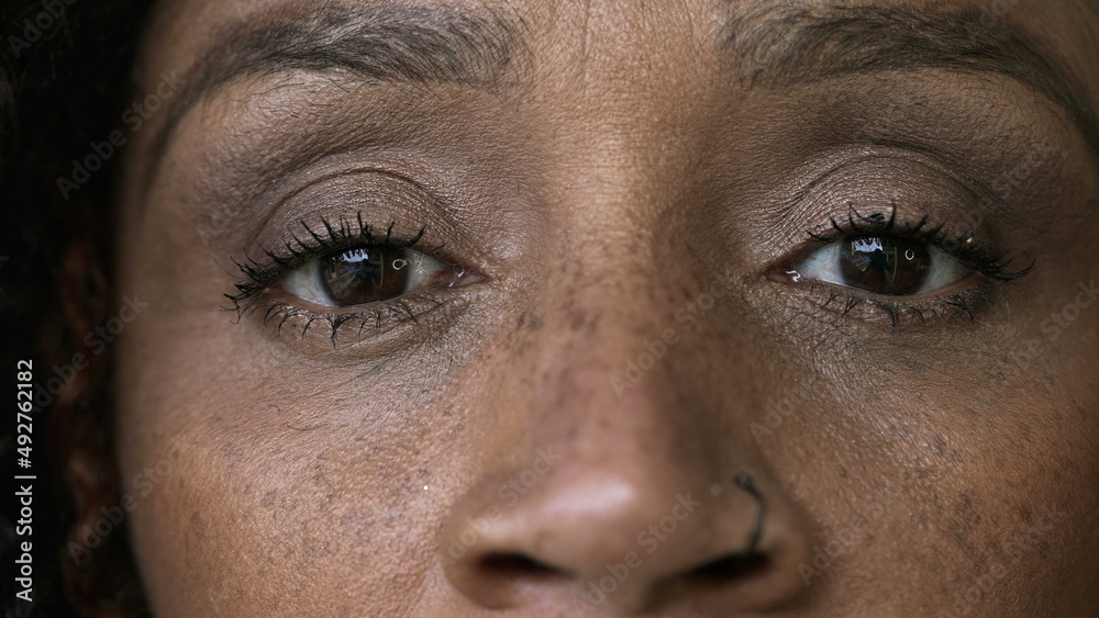 Fototapeta premium Person macro eyes close-up staring at camera