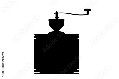 Coffee mill symbol. Old vintage antique hand coffee grinder icon. Coffee loved design element. Vector.