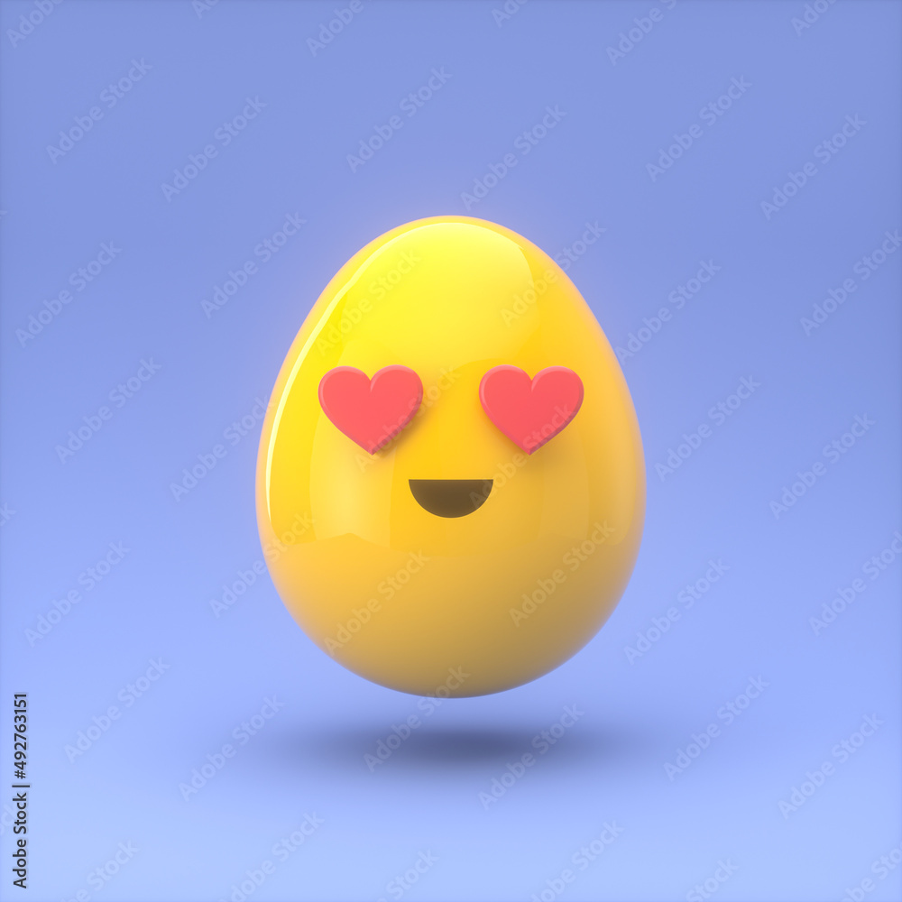 Fototapeta premium Emotion yellow egg icon. 3d rendering.