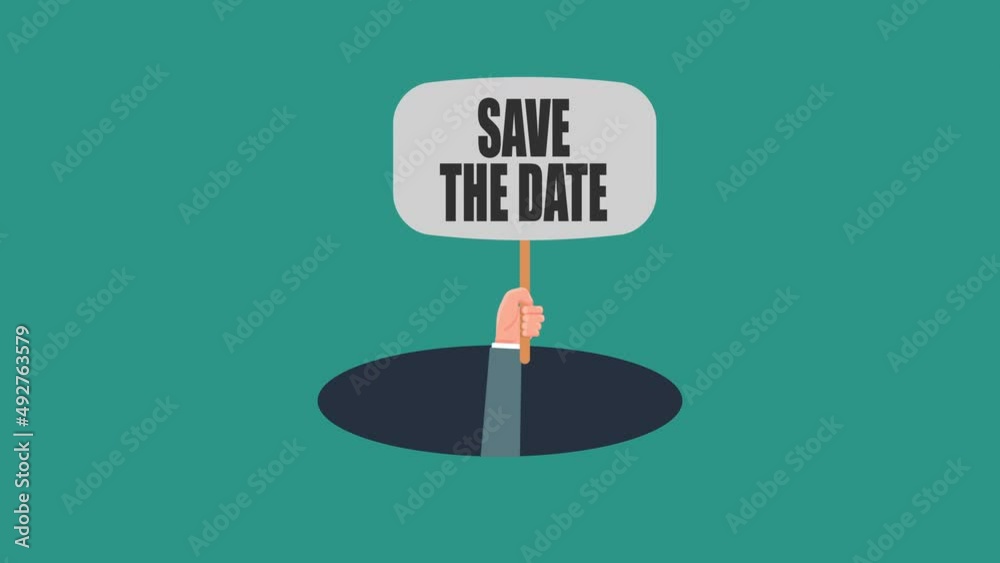 save the date sign animation. hand of businessman hold safety first sign - animation concept. 4K motion animation.