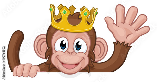 Monkey King Crown Cartoon Animal Sign Waving