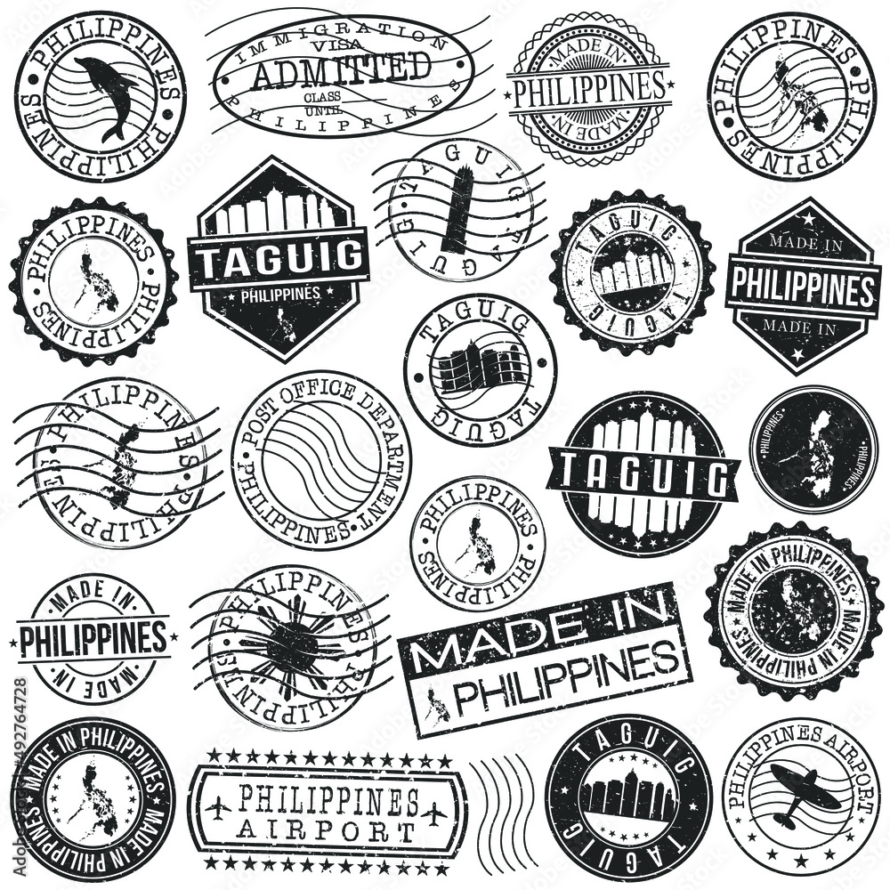 Fototapeta premium Taguig, Metro Manila, Philippines Stamps. Travel Stamp Adventure. Made In Product. Design Seals Retro Vintage Rubber.