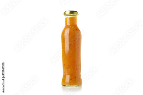 Mustard honey sauce isolated on white background