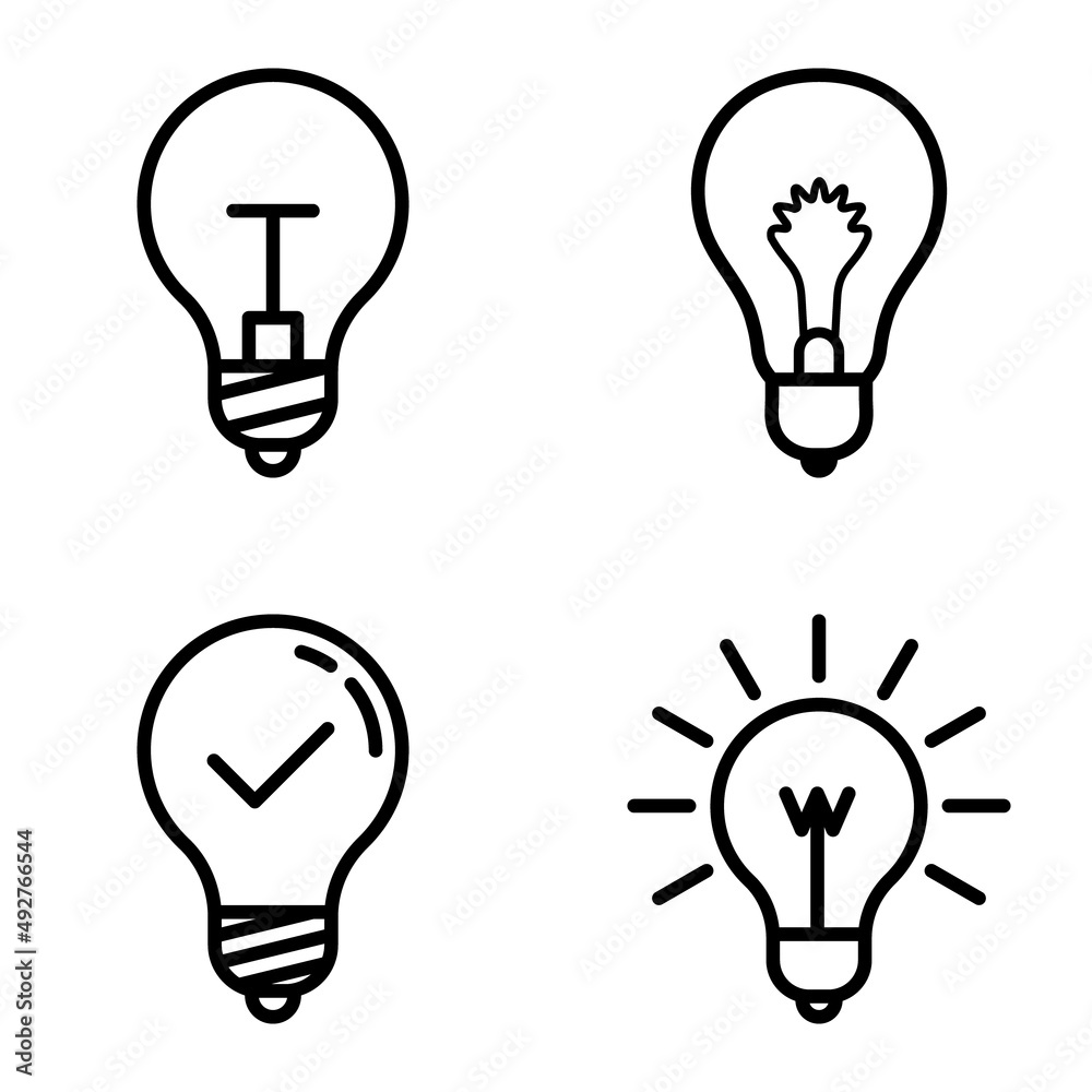 Lightbulbs1-3 Flat Icon Set Isolated On White Background Lightbulbs1-3 Flat Icon Set Isolated On White Background