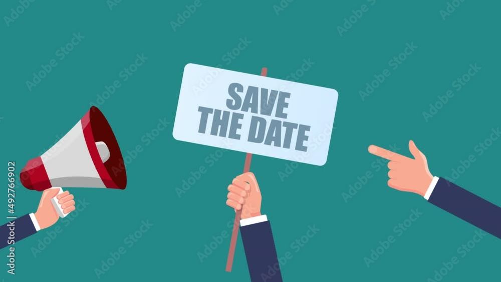 save the date sign animation. hand of businessman hold safety first sign - animation concept. 4K motion animation.