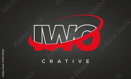 IWO creative letters logo with 360 symbol vector art template design