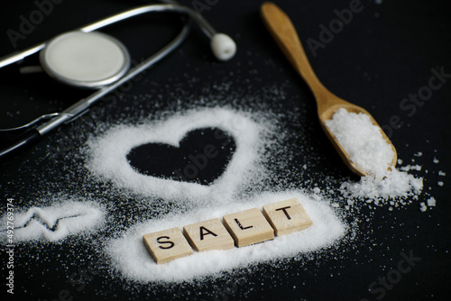 Εκτύπωση καμβά Visual describing the harm of using too much salt on the heart