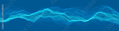 Technology background vector illustration. Digital blue web banner. Sound waves and motion waves.