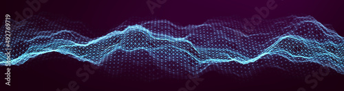 Technology background vector illustration. Digital blue web banner. Sound waves and motion waves.