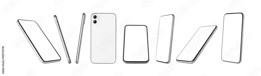 flat rays ,collection of smartphone mockup blank screen isolated on white background flat rays ,collection of smartphone mockup blank screen isolated on white background