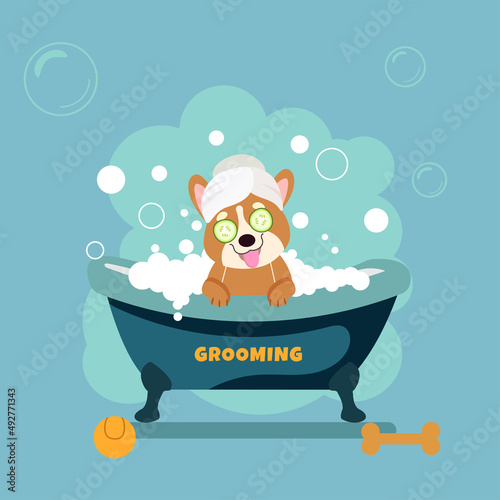 Dog Grooming Vector Illustration