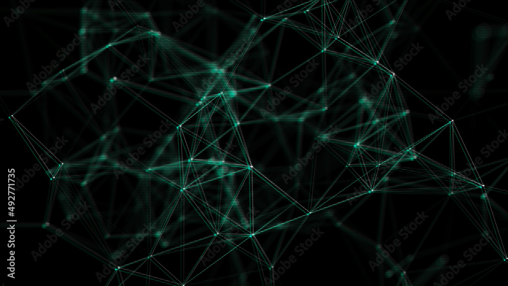 Network connection structure. Concept of hi tech and future. Communication and web concept. Big data visualization. Distortion of the digital stream. Damaged signal. 3d rendering.