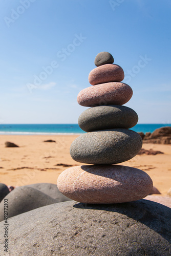 Pebble tower made on the beach