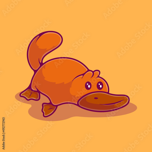 cute platypus illustration suitable for mascot sticker and t-shirt design