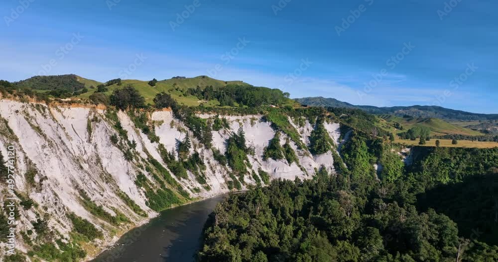 Flying next to rugged cliff face Mangaweka Rangitikie river - New Zealand Flying next to rugged cliff face Mangaweka Rangitikie river - New Zealand