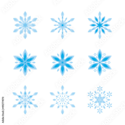 雪の花　雪の結晶 #5　水彩風イラスト　素材