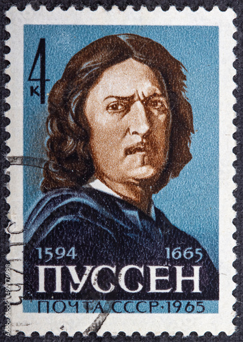 USSR - CIRCA 1965: The stamp printed in USSR shows the painter Pussen, circa 1965