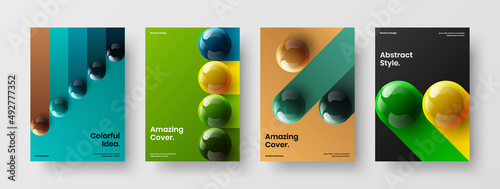 Original 3D spheres corporate identity template collection. Premium poster design vector concept bundle.