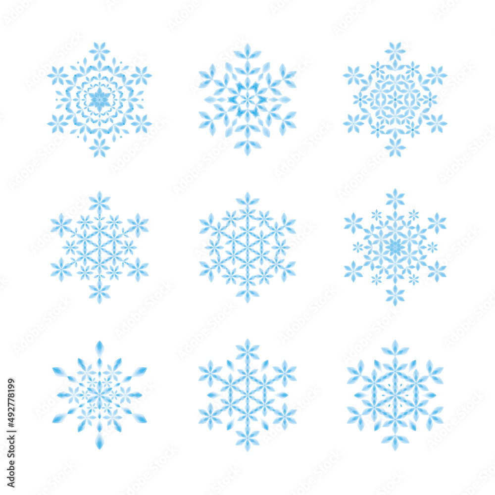 雪の花 雪の結晶 #12 水彩風イラスト 素材 雪の花 雪の結晶 #12 水彩風イラスト 素材
