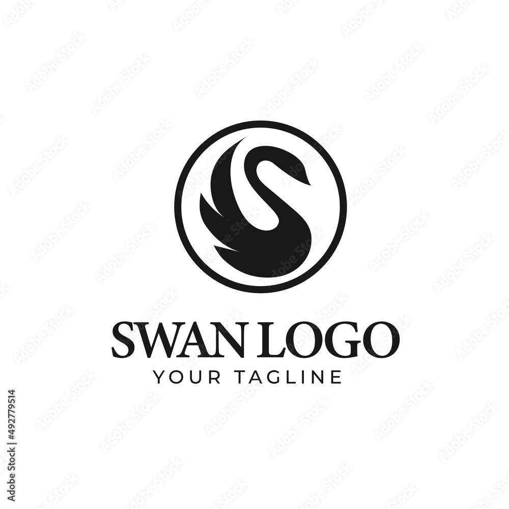 Simple illustration logo of a swan in a circle vector design Simple illustration logo of a swan in a circle vector design