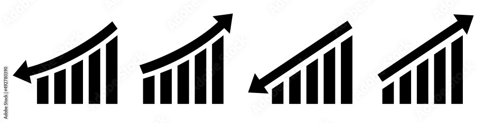Graph icons. Graph with arrow going up or down. Isolated. Vector Graph icons. Graph with arrow going up or down. Isolated. Vector