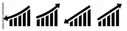 Graph icons. Graph with arrow going up or down. Isolated. Vector
