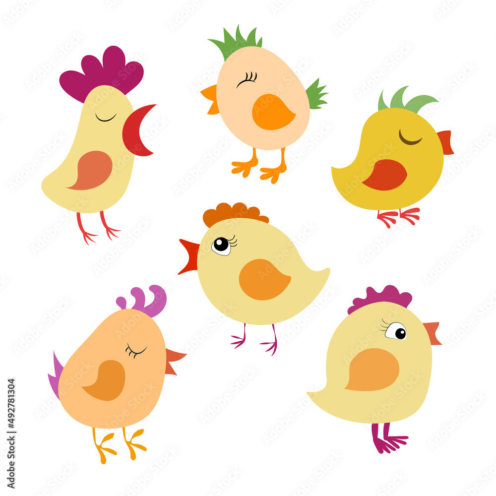 A collection of cute chicks icons
