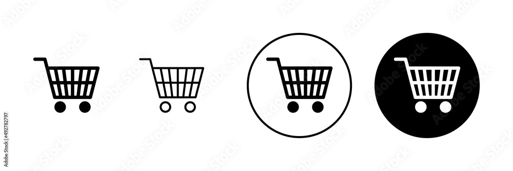 Shopping icons set. Shopping cart sign and symbol. Trolley icon Shopping icons set. Shopping cart sign and symbol. Trolley icon