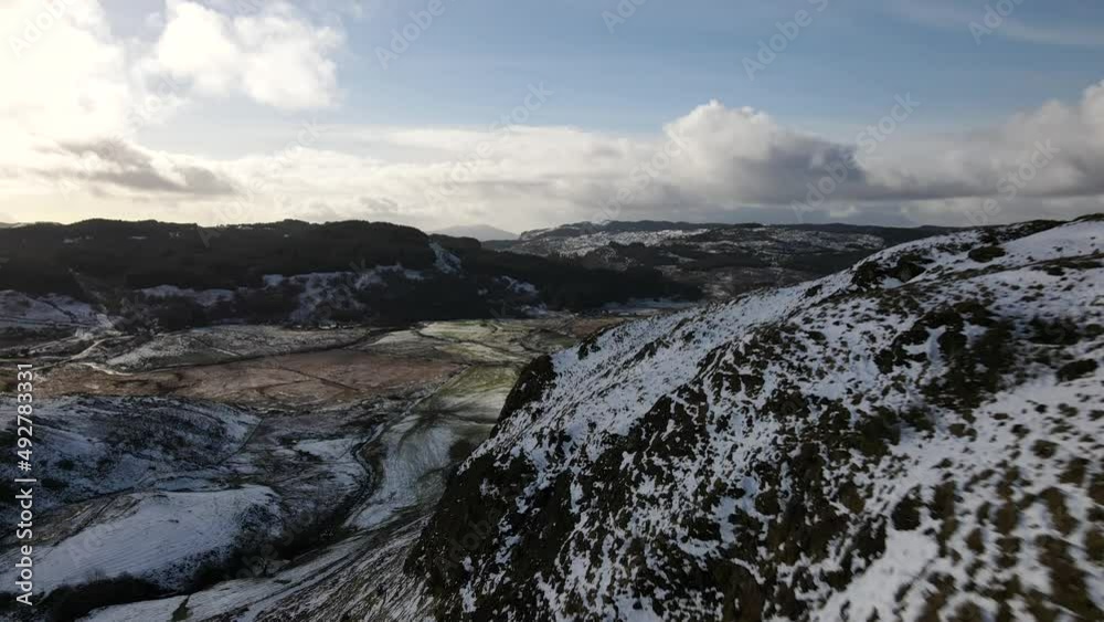 Aerial view of the slopes looking away from Tom Soilleir mountain in the Firth of Lorn to Loch Awe region in the county of Argyll and Bute, Scotland. Aerial view of the slopes looking away from Tom Soilleir mountain in the Firth of Lorn to Loch Awe region in the county of Argyll and Bute, Scotland.
