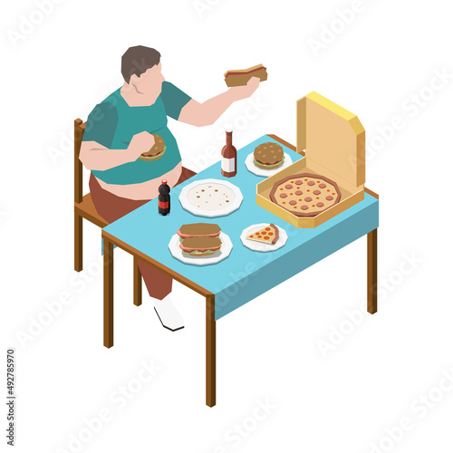 Fat Dinner Isometric Composition