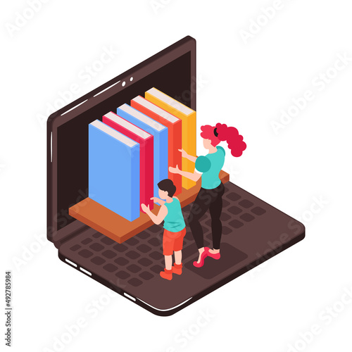 Laptop Book Shelf Composition