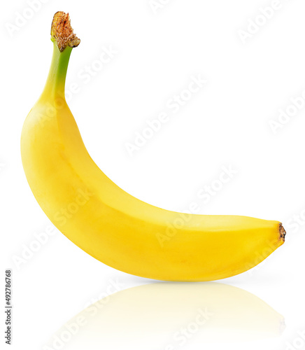 Yellow banana with clipping path isolated on white background.
