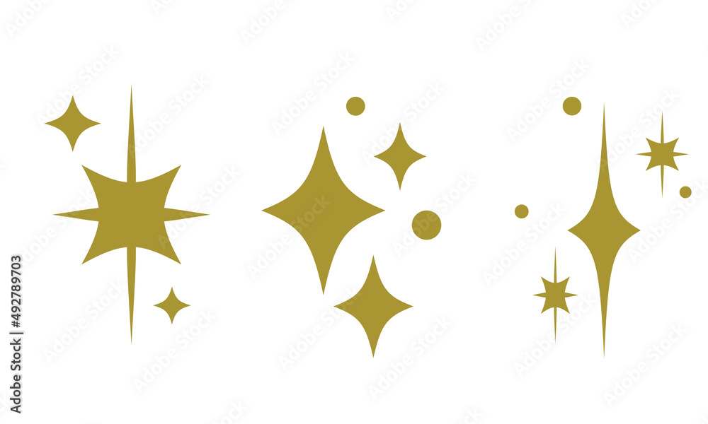 Shine gold sparkle icon, aesthetic logo, social media decoration. Vector illustration
