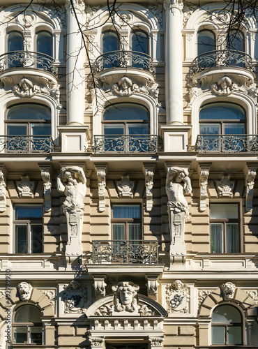 Fragment of Art Nouveau architecture style of Riga city , Latvia