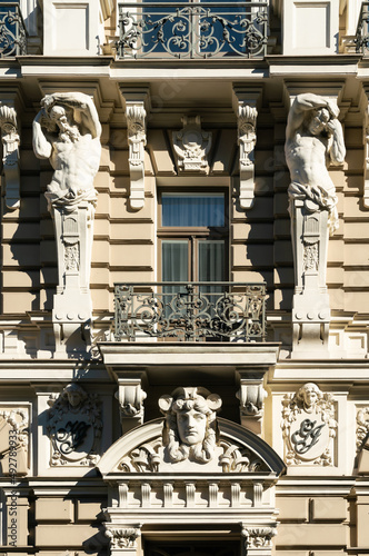 Fragment of Art Nouveau architecture style of Riga city , Latvia