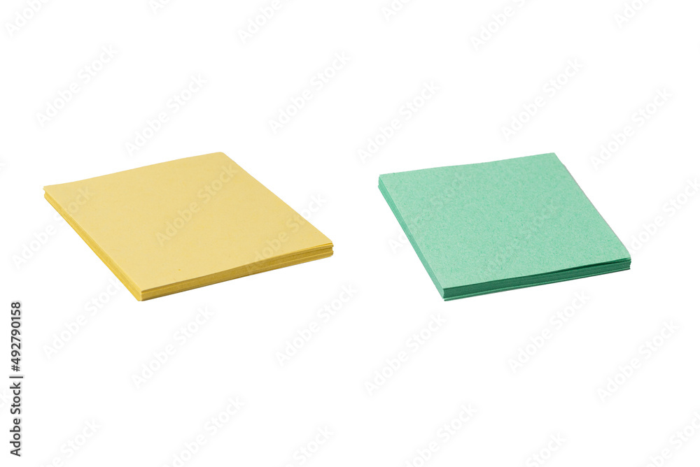 A sticker and a paper clip isolated on a white background A sticker and a paper clip isolated on a white background