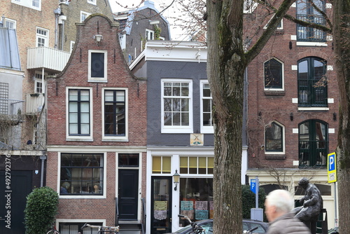 Amsterdam Lindengracht Street View with Historic House Facades, Netherlands photo