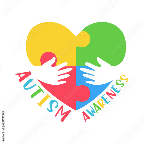 heart color jigsaw Concept of caring for mentally ill children with autism