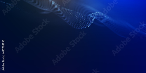 cyber technology illustration background. 3d abstract sci-fi user interface concept with gradient dots and lines. Abstract glowing virtual neural network. 