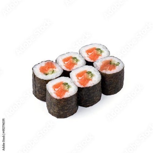 Rolls hosomaki. Thin rolls with salmon.