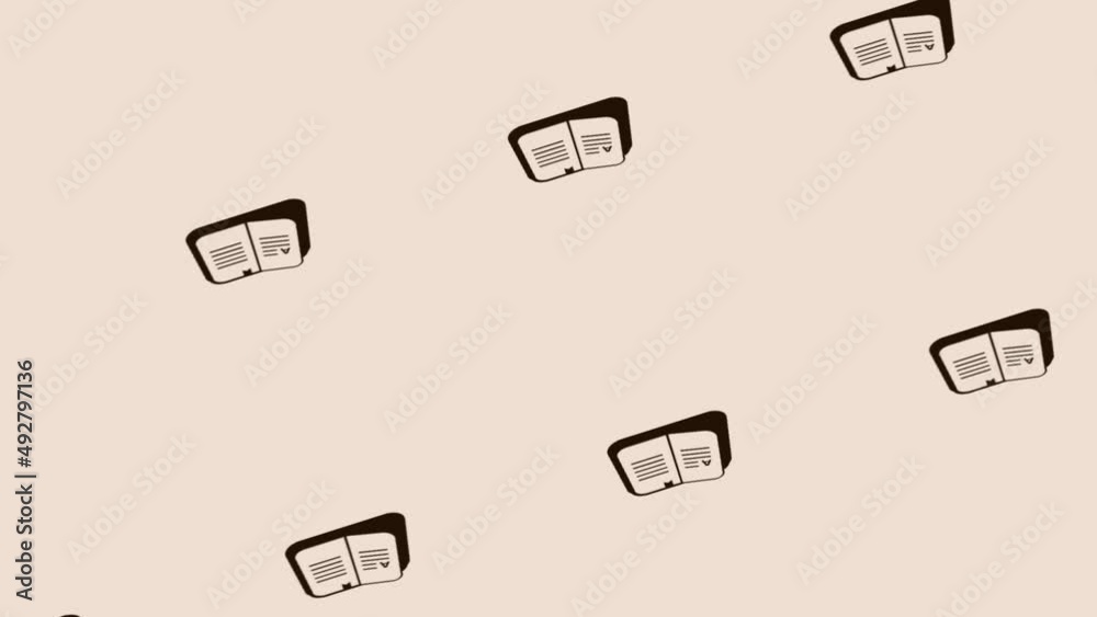 animation of spinning educational book icon on light pastel background animation of spinning educational book icon on light pastel background